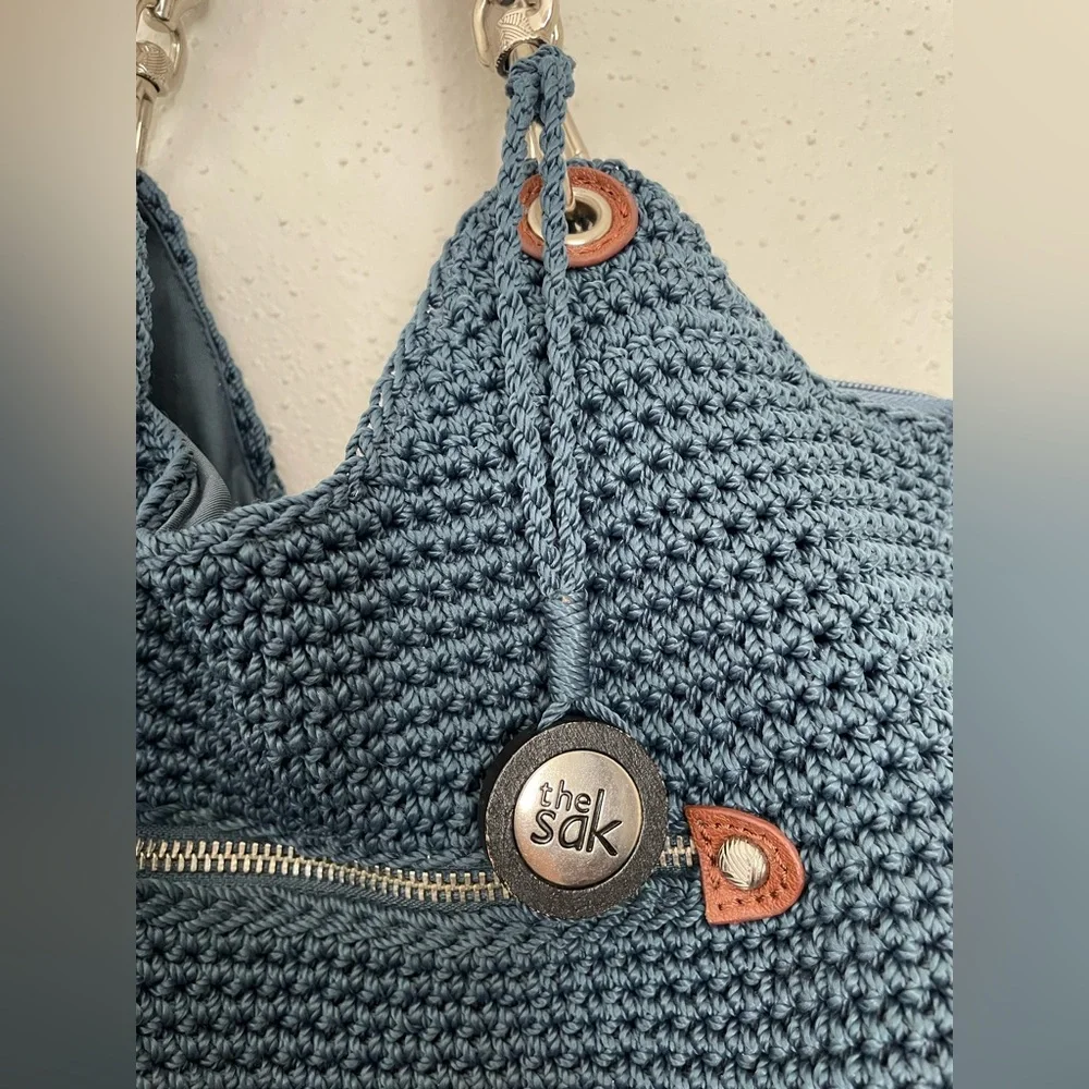 The Sak Teal Crochet Hobo Bag